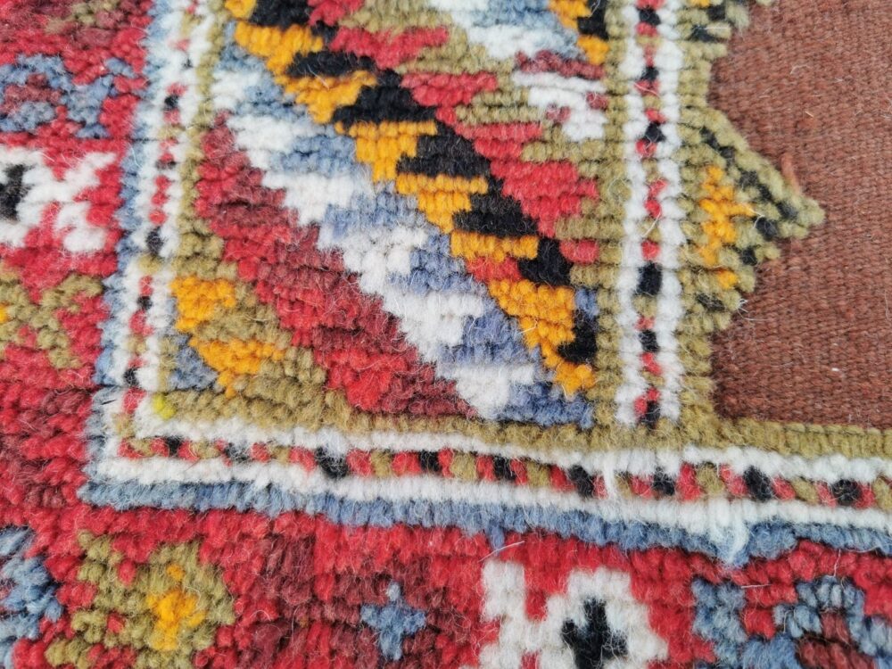 1- Handmade Colourful Moroccan Berber Rug. Camel Wool Carpet- 5.2×3.7 ft 160x114cm - Image 9