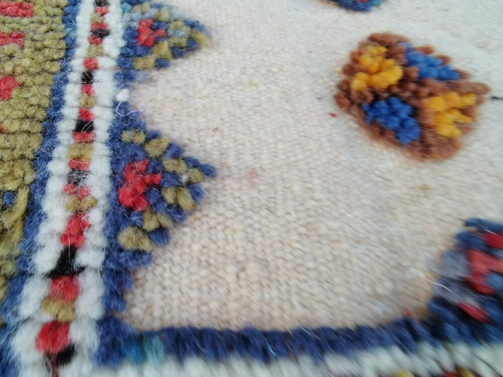 1- Handmade Colourful Moroccan Berber Rug. Camel Wool Carpet- 5.2×3.7 ft 160x114cm - Image 12