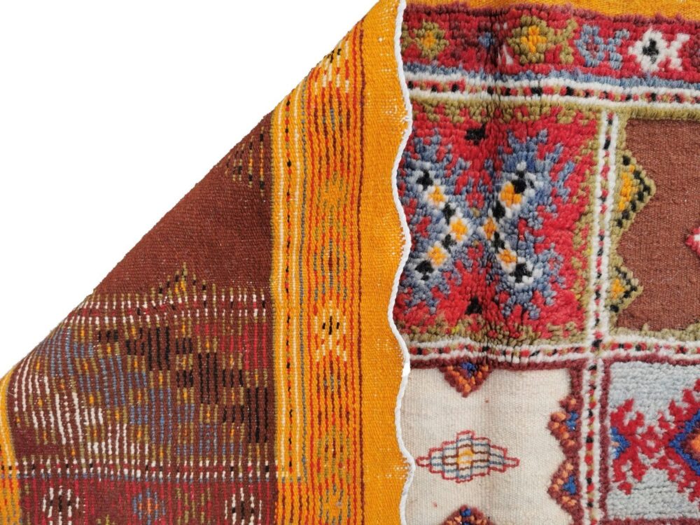 1- Handmade Colourful Moroccan Berber Rug. Camel Wool Carpet- 5.2×3.7 ft 160x114cm - Image 14