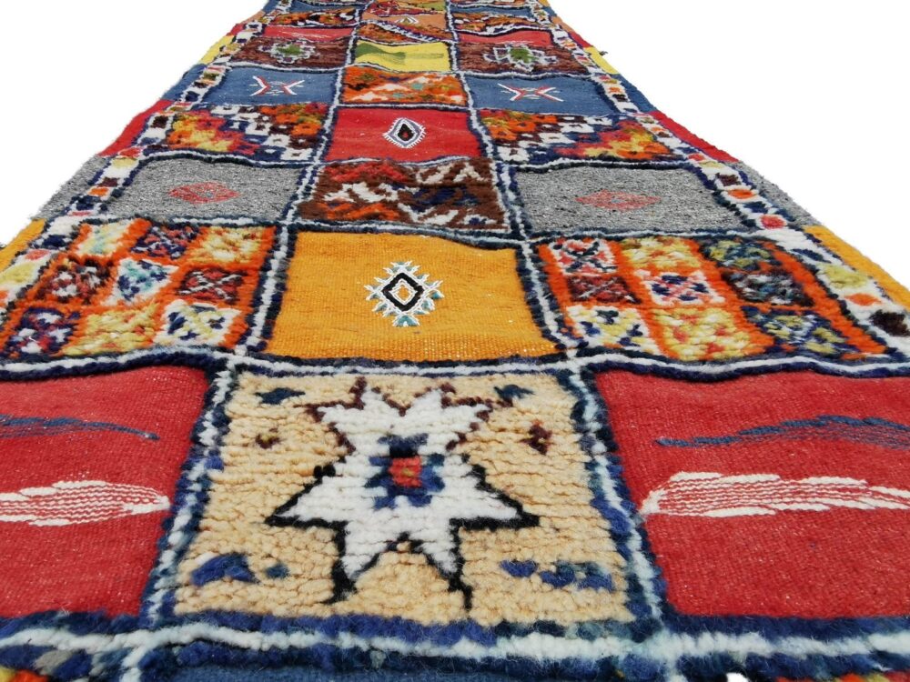 R217- Handmade Colourful Moroccan Berber Runner . Camel Wool Carpet- 8.5x2.3 ft 260x73cm - Image 10