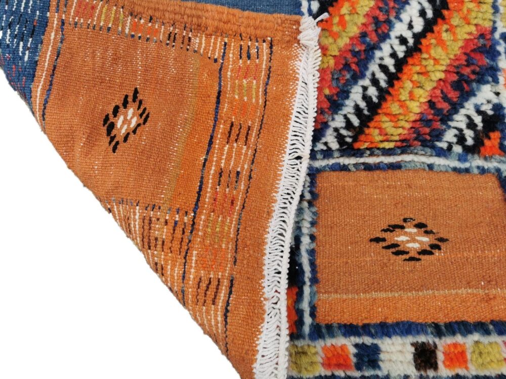 R217- Handmade Colourful Moroccan Berber Runner . Camel Wool Carpet- 8.5x2.3 ft 260x73cm - Image 11