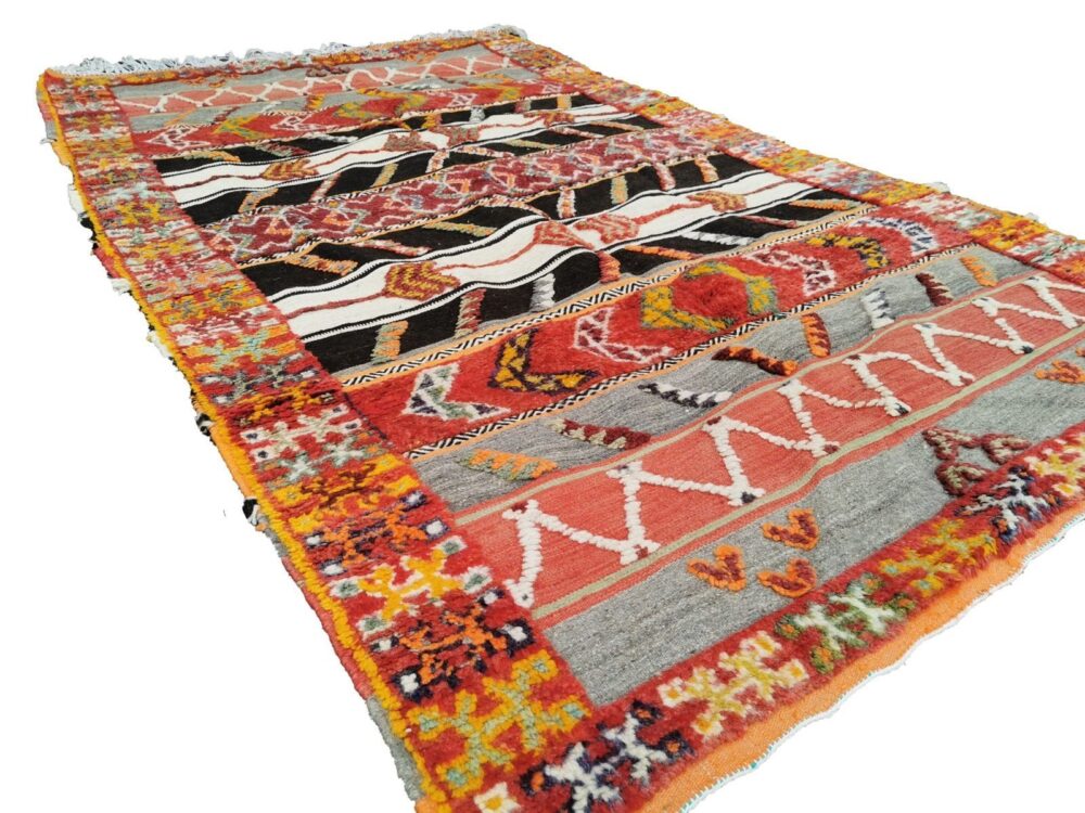 R121- Handmade Colourful Moroccan Berber Rug. Camel Wool Carpet- 8.5x5.3 ft 260x162cm - Image 3