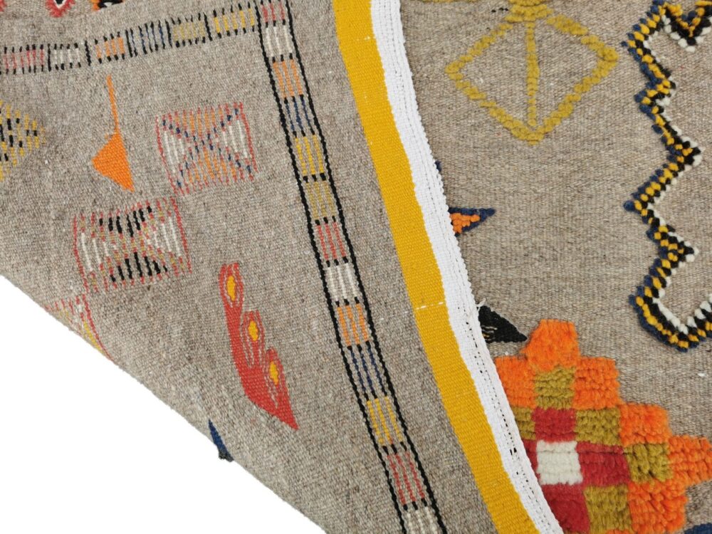 R222Handmade Colourful Moroccan Berber Rug. Camel Wool Carpet- 8.3x4.5 ft 255x140cm - Image 15