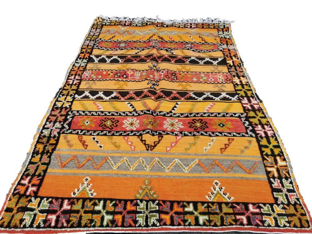 R223- Handmade Colourful Moroccan Berber Rug. Camel Wool Carpet- 7.8x5 ft 240x155cm - Image 2