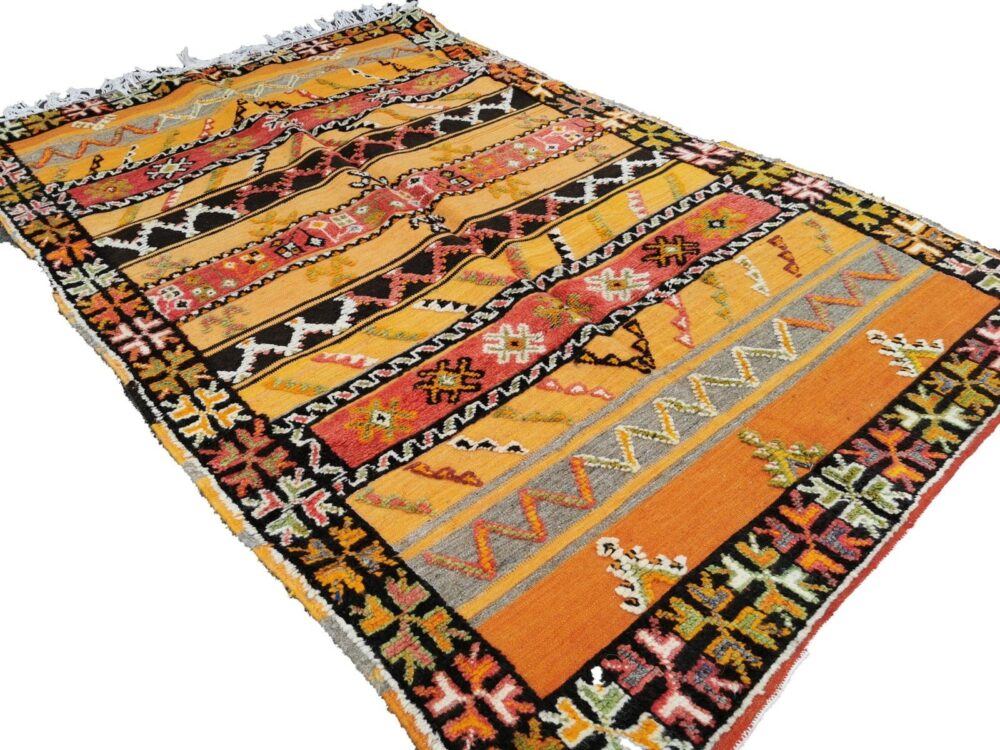 R223- Handmade Colourful Moroccan Berber Rug. Camel Wool Carpet- 7.8x5 ft 240x155cm - Image 3