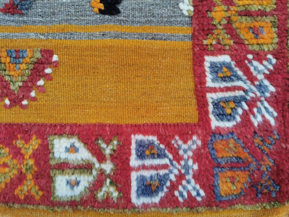 R224- Handmade Colourful Moroccan Berber Rug. Camel Wool Carpet- 8.2x4.2 ft 1250x130cm - Image 8