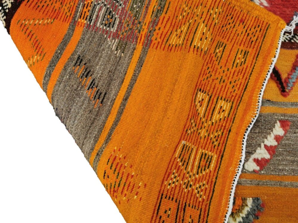 R224- Handmade Colourful Moroccan Berber Rug. Camel Wool Carpet- 8.2x4.2 ft 1250x130cm - Image 9