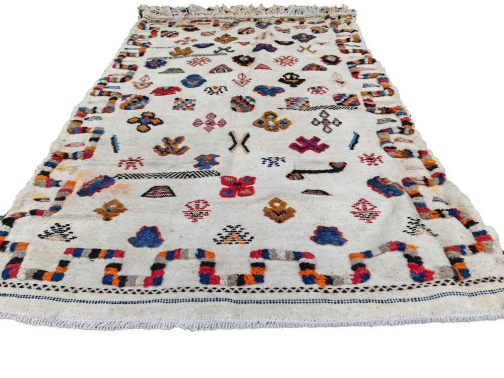 R-303- Handmade Colourful Moroccan Berber Rug. Camel Wool Carpet 160x97cm-5.2x3.9 ft cm - Image 2