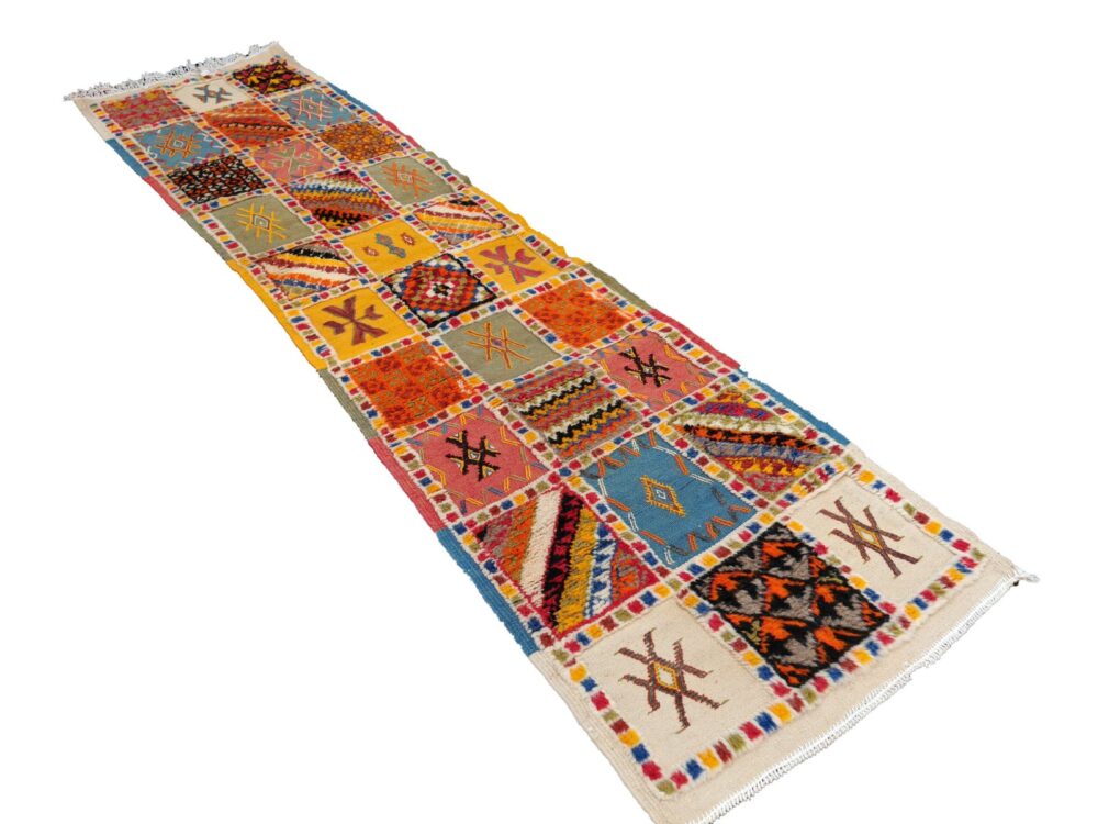 R188- Handmade Colourful Moroccan Runner. Camel Wool Carpet-8.5×4.7 ft 250x67cm - Image 3