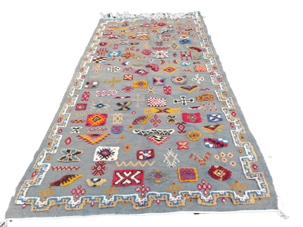 R187- Handmade Large Colourful Moroccan Berber Rug. Camel Wool Carpet-6.5×3.4 ft 200x105cm - Image 2