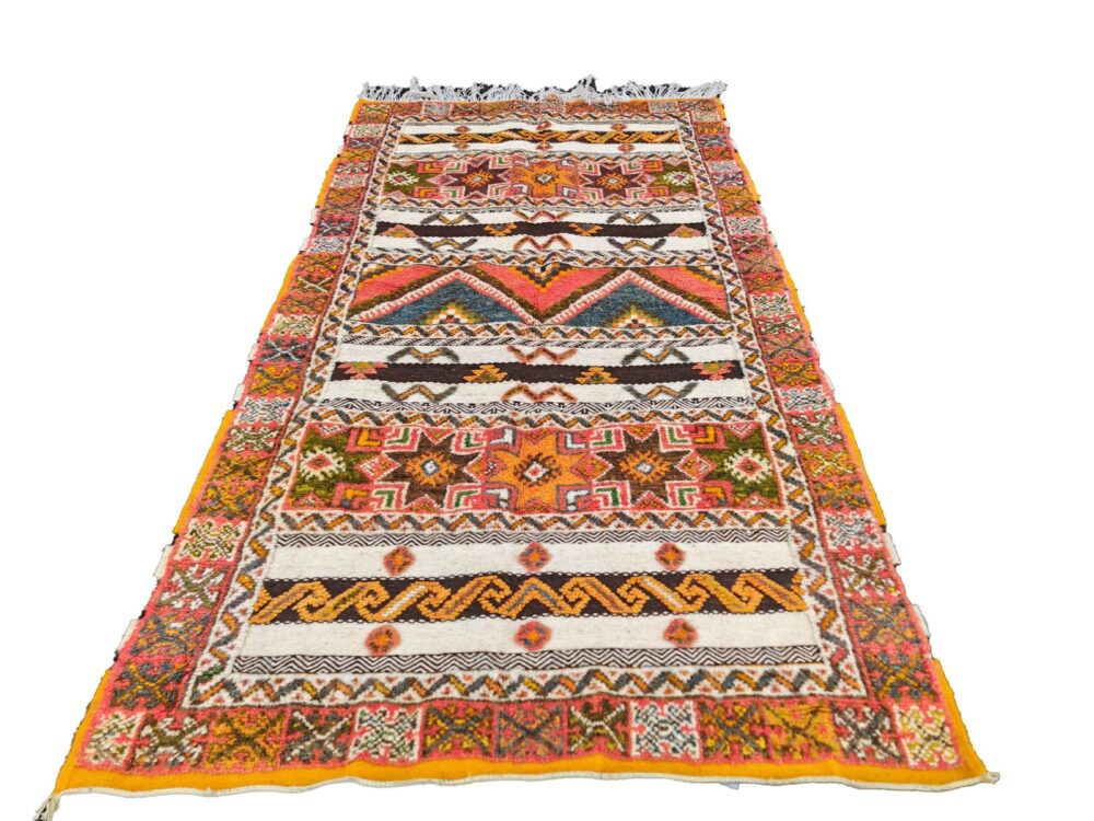 R191- Handmade Large Colourful Moroccan Berber Rug. Camel Wool Carpet-6.8×3.7 ft 210x115cm - Image 2