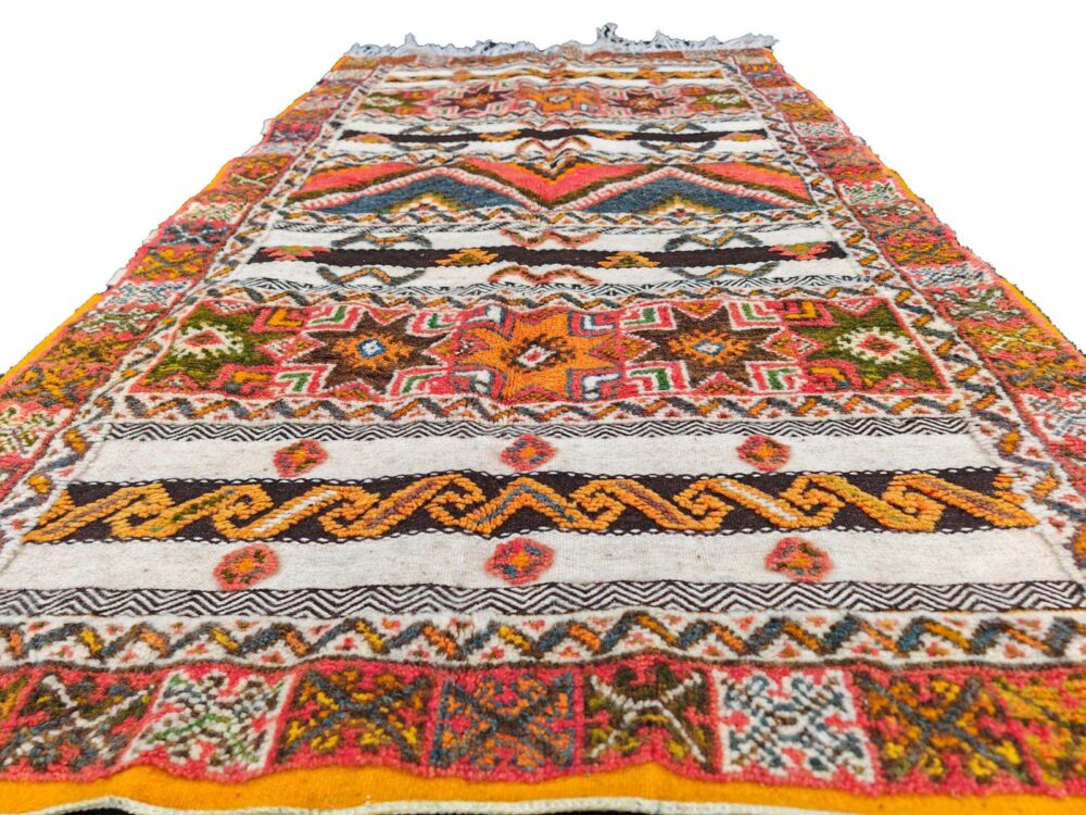 R191- Handmade Large Colourful Moroccan Berber Rug. Camel Wool Carpet-6.8×3.7 ft 210x115cm - Image 3