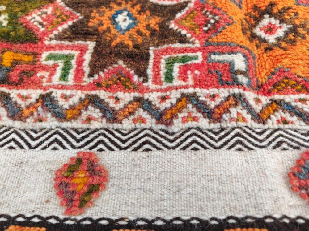 R191- Handmade Large Colourful Moroccan Berber Rug. Camel Wool Carpet-6.8×3.7 ft 210x115cm - Image 6