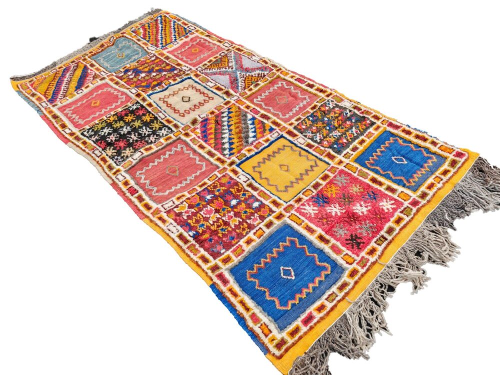 R188- Handmade Large Colourful Moroccan Berber Rug. Camel Wool Carpet-6.5x3.2 ft 200x100cm - Image 3