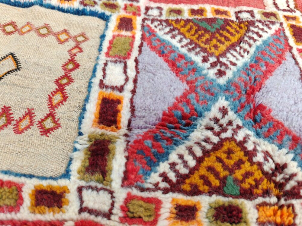 R188- Handmade Large Colourful Moroccan Berber Rug. Camel Wool Carpet-6.5x3.2 ft 200x100cm - Image 6