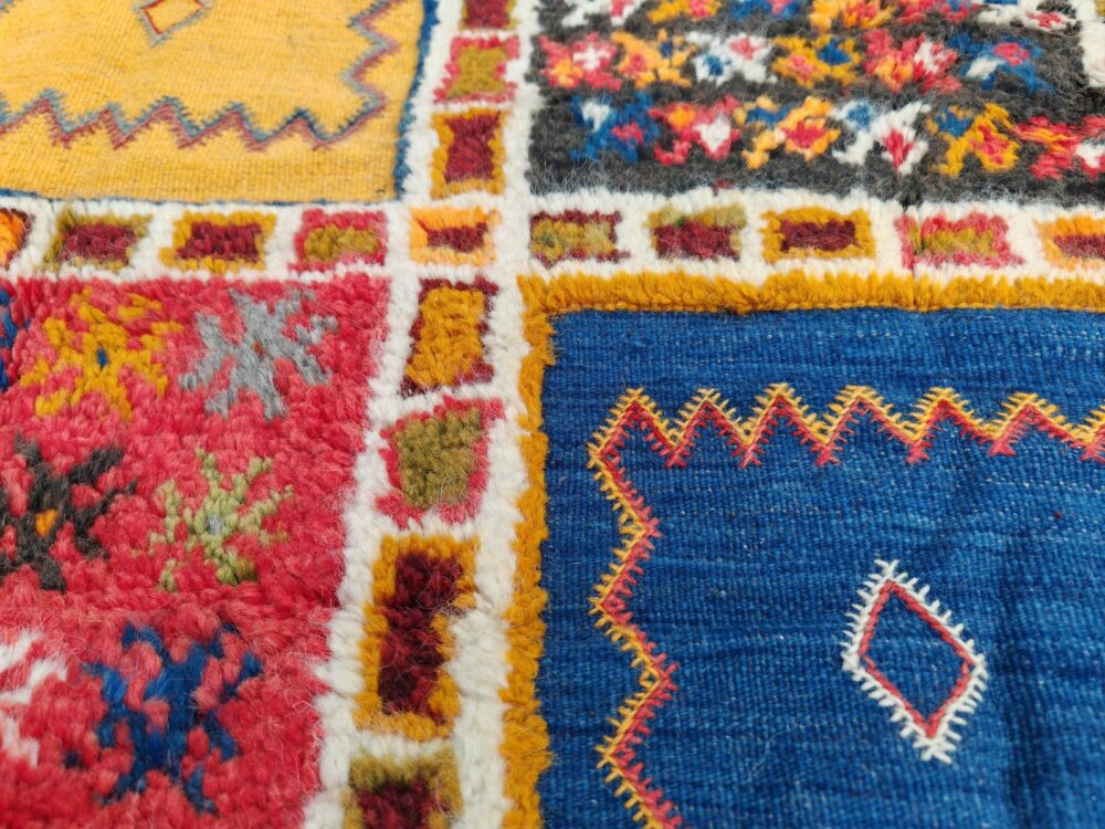 R188- Handmade Large Colourful Moroccan Berber Rug. Camel Wool Carpet-6.5x3.2 ft 200x100cm - Image 7