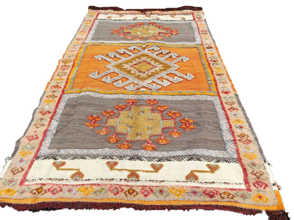 R-200 Handmade Large Colourful Moroccan Berber Rug. Camel Wool Carpet-6.2x3.6t ft 190x110cm - Image 2