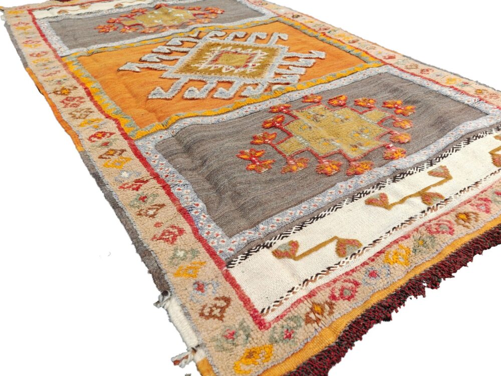 R-200 Handmade Large Colourful Moroccan Berber Rug. Camel Wool Carpet-6.2x3.6t ft 190x110cm - Image 3