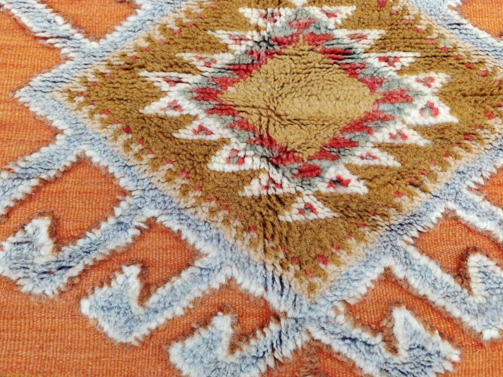 R-200 Handmade Large Colourful Moroccan Berber Rug. Camel Wool Carpet-6.2x3.6t ft 190x110cm - Image 5