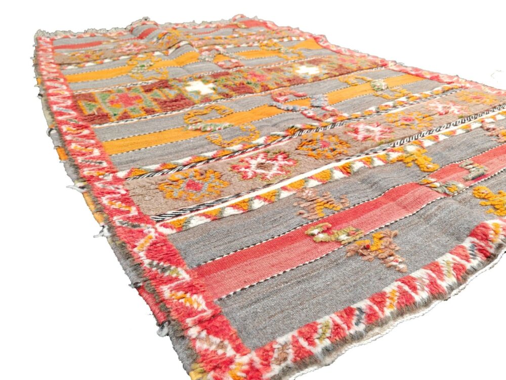 R186- Handmade Large Colourful Moroccan Berber Rug. Camel Wool Carpet-7.5×4.5 ft 230x140cm - Image 3