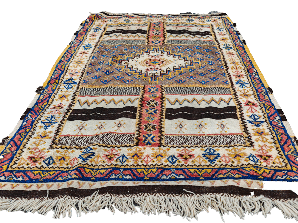 Handmade Vintage   Moroccan Berber Rug. Camel Wool Carpet-175x120cm - Image 4