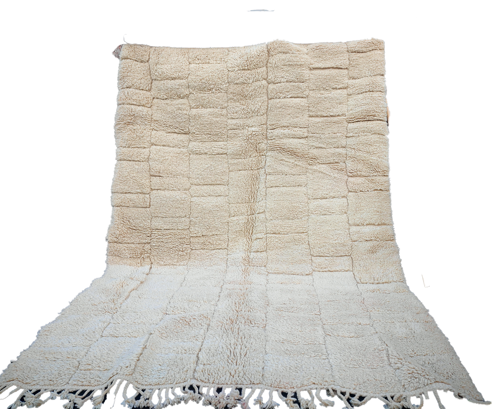 R320-Cream Authentic Beni Ouarain  Moroccan Rug 100%wool/ 9.8x6.8ft-- 300x210 cm