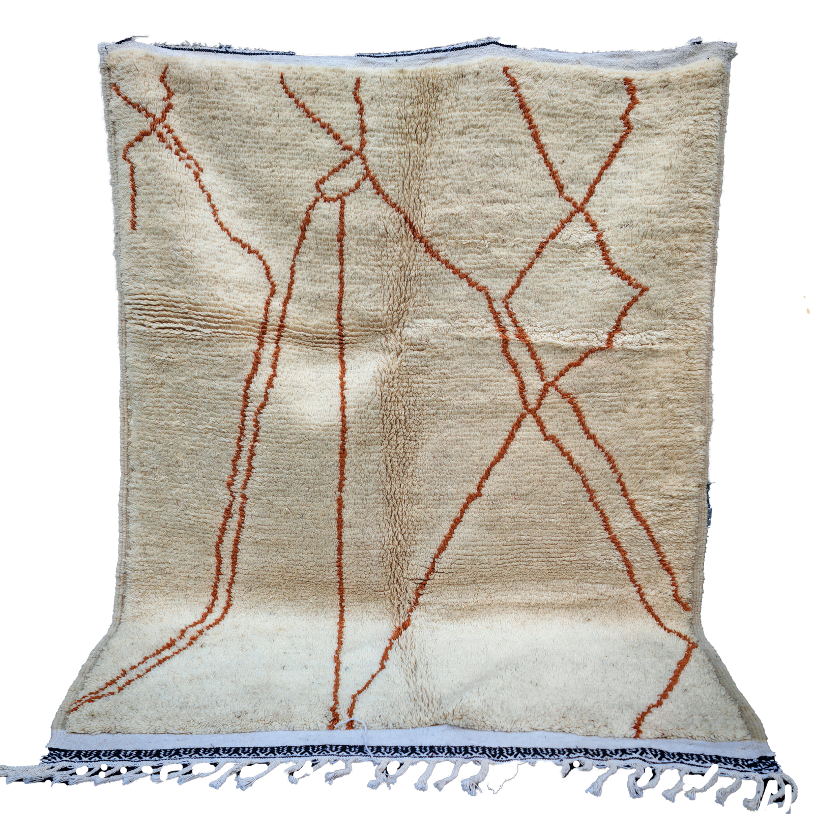 Cream  Authentic Beni Ouarain  Moroccan Rug 100%wool   8.2x5.9ft = 250x180 cm