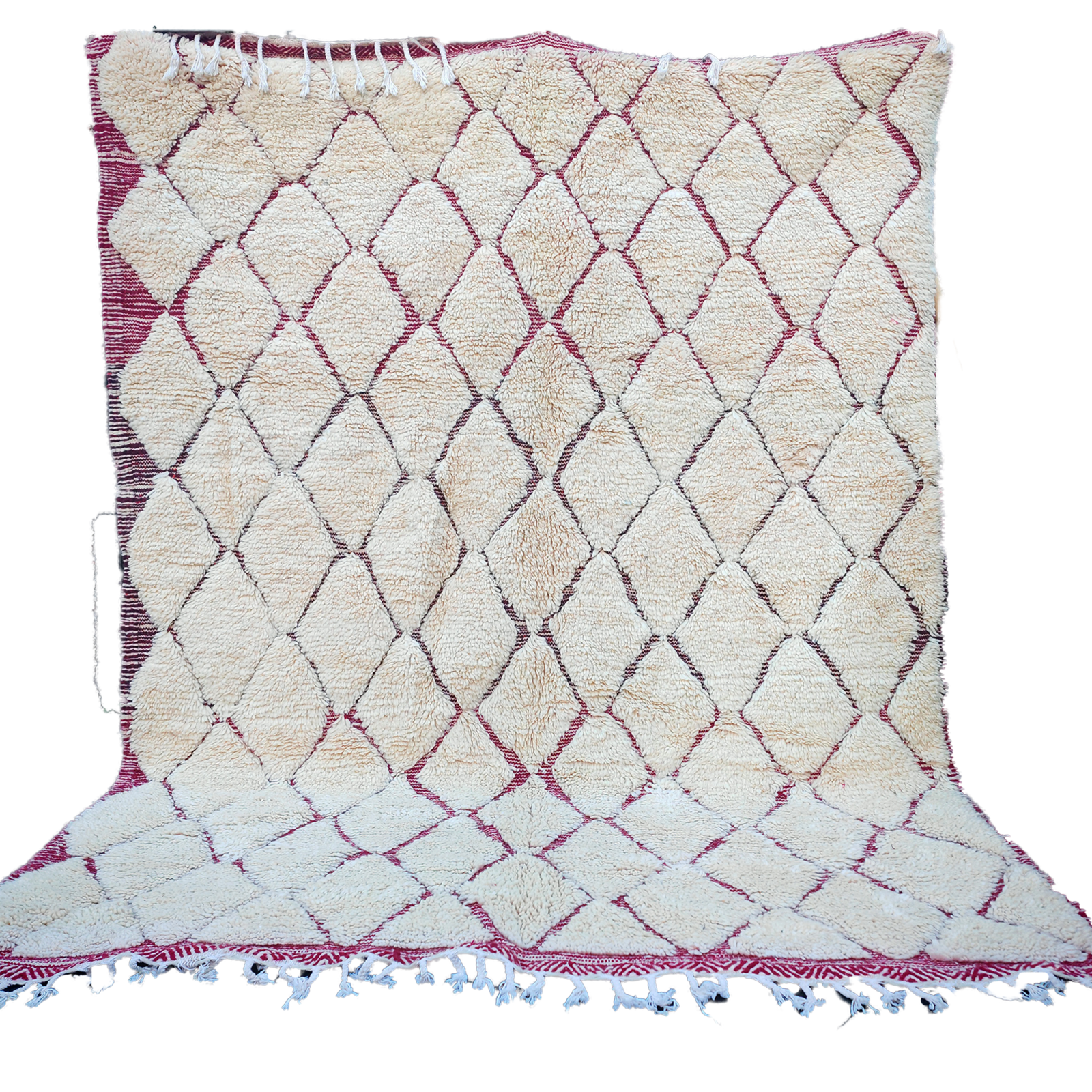 RB318- Cream Authentic Beni Ouarain  Moroccan Rug 100%wool  8.5x6.5ft  260x200 cm