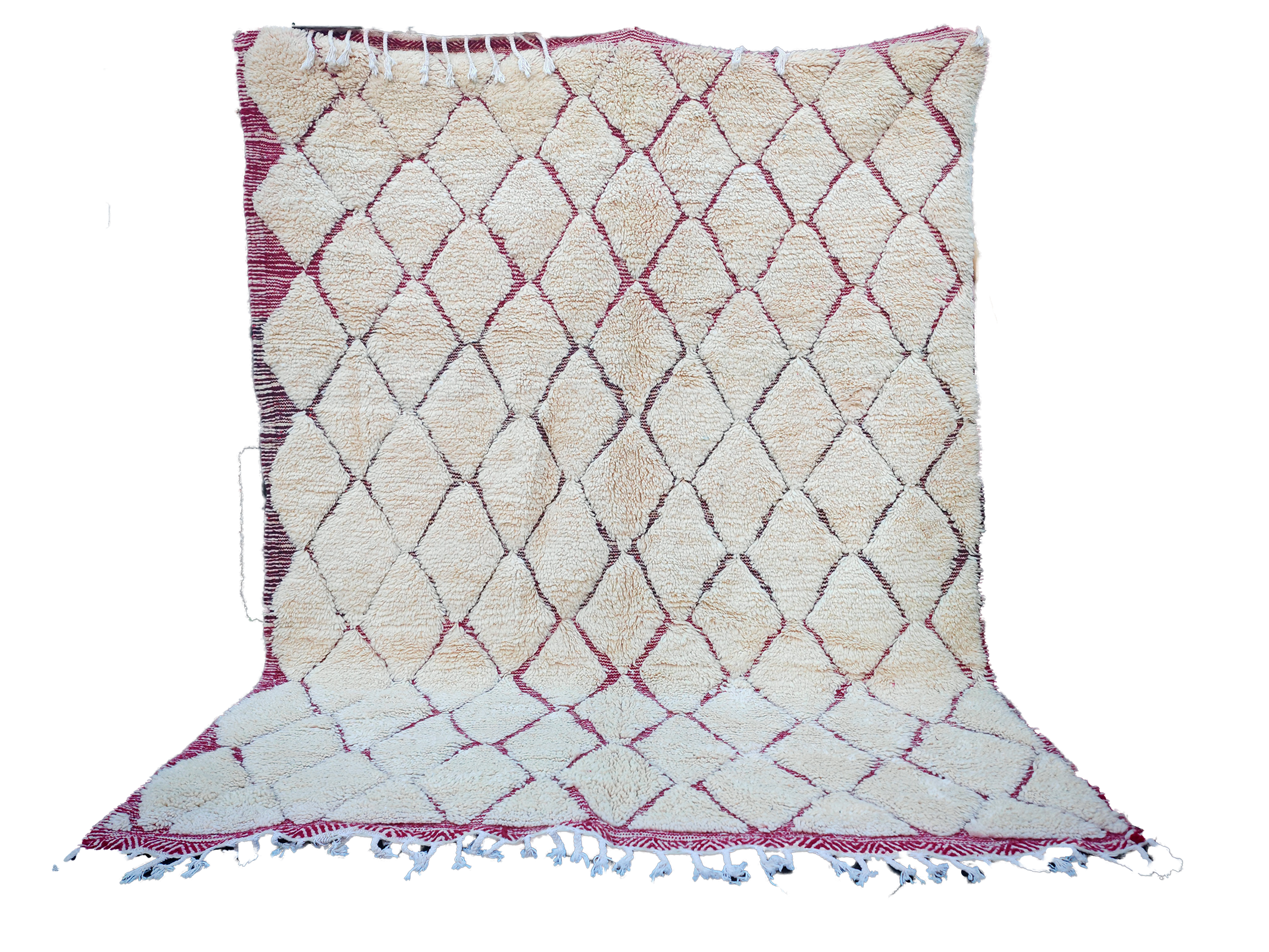 RB318- Cream Authentic Beni Ouarain  Moroccan Rug 100%wool  8.5x6.5ft  260x200 cm