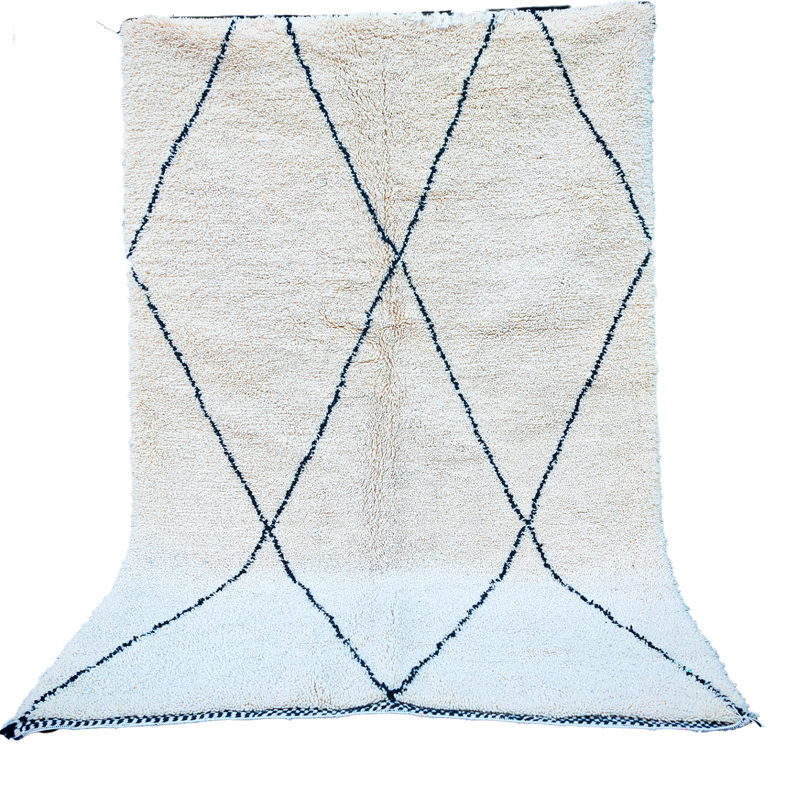 RB317- Cream Authentic Beni Ouarain  Moroccan Rug 100%wool  8.5x5.2ft  260x170 cm