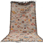 106-TML260140- Large Grey Moroccan Berber Rug. -8.6×4.5 Ft Hand Embroidery