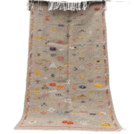 R119- Handmade Grey Moroccan Berber Rug. Camel Wool Carpet- 6.5×3.8 ft 200x118cm