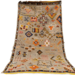 R222Handmade Colourful Moroccan Berber Rug. Camel Wool Carpet- 8.3x4.5 ft 255x140cm