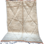 85- BML240120 Authentic Cream Beni Ouarain Moroccan Rug 100%wool Berber Carpet 8x4 ft